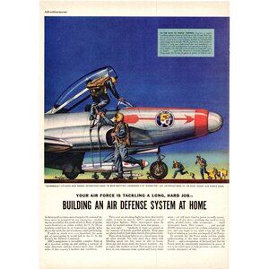 1952 US Air Force Defense Command Lockheed F-94 Starfire Vintage Print Ad Art